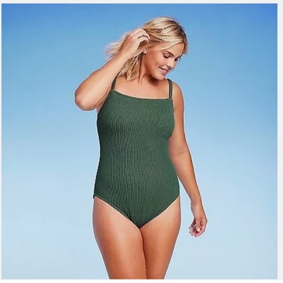 KONA SOL Women's Swimsuit Sage Green One-Piece Pucker Texture EUC - Picture 8 of 10